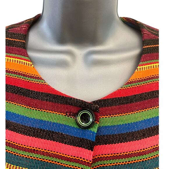 Sharon Young Multicolor Stripe & Beaded Cropped Jacket Size 10 Excellent - Picture 2 of 9